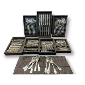 Christofle - Silver Plated Cutlery Set Vendome Shell Model 96 Pieces